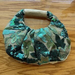 Sequin Floral Handbag with Handle